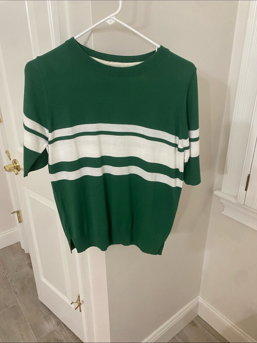 Mersea Green & White Striped Short-Sleeve Knit Tee